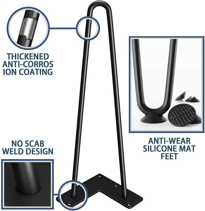 WINSOON 18CM Haarnadel Tischbeine Schwarz Metall Hairpin Legs DIY Tischbeine Möbelfüsse Tischkufen a