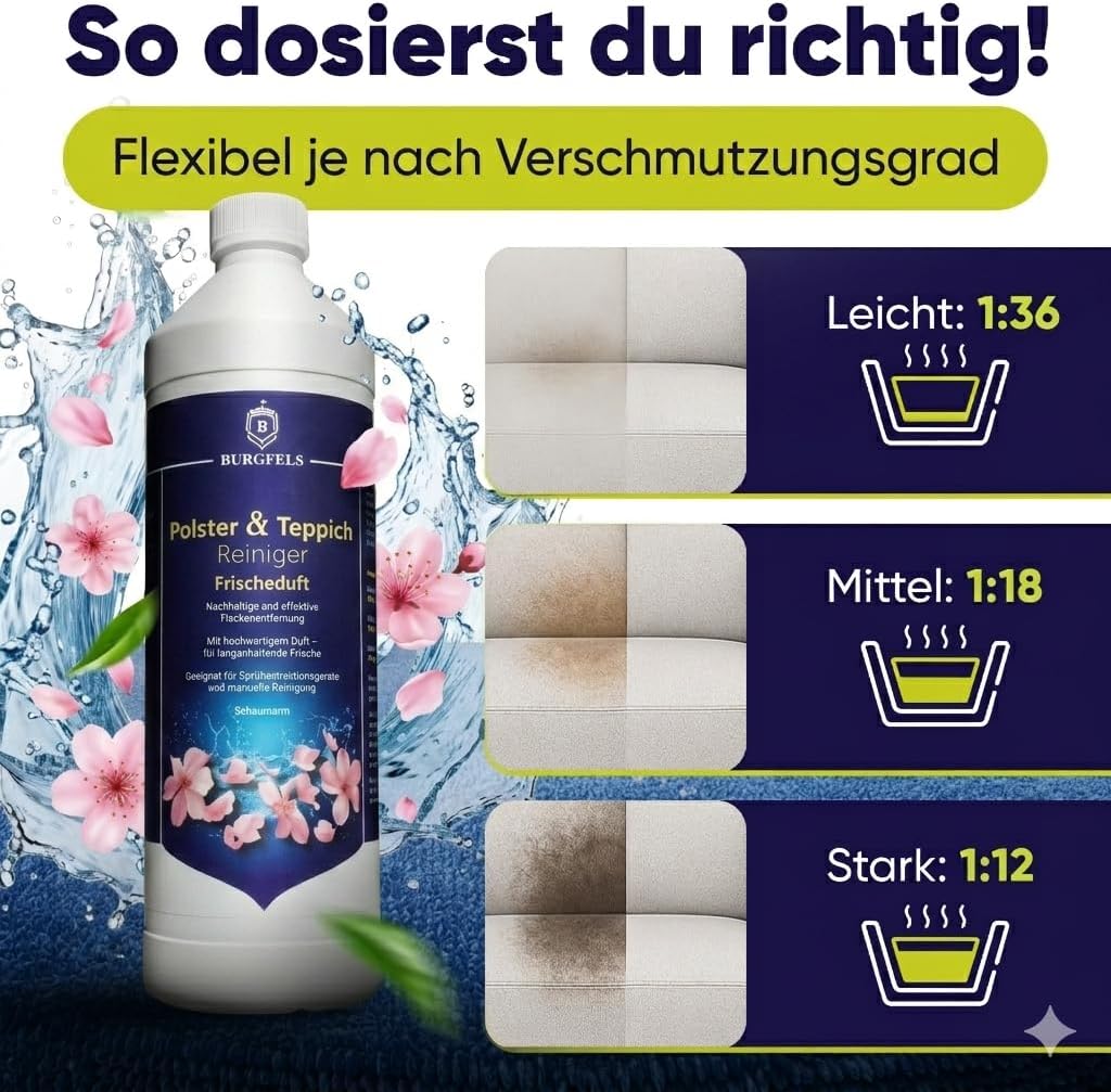 Polsterreiniger Waschsauger Reinigungsset mit Mikrofasertuch [Frischeduft] Teppichreiniger Mittel, T