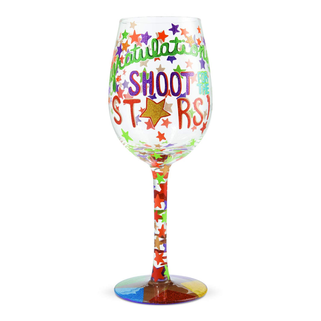 Enesco 6006293 Designs by Lolita Shoot for the Stars Weinglas, handbemalt, mehrfarbig