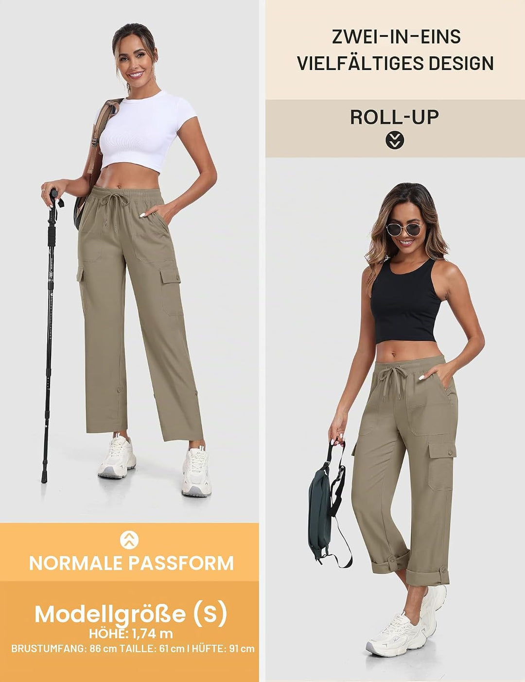 JINSHI Hosen Damen Cargohose Wanderhose Leichte Jogginghose Freizeithose Funktionshose Outdoorhose m