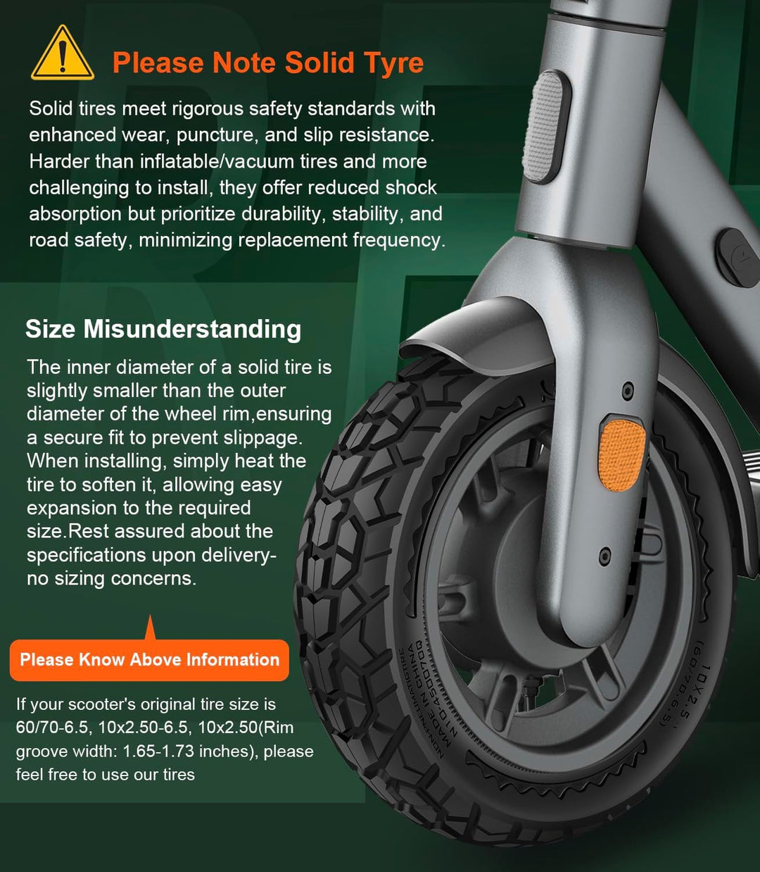 BANGTING 2PCS 60/70-6.5 E Scooter Reifen Tubeless, 10x2.50-6.5 Vollgummireifen Schlauchlos, 10x2.5 z