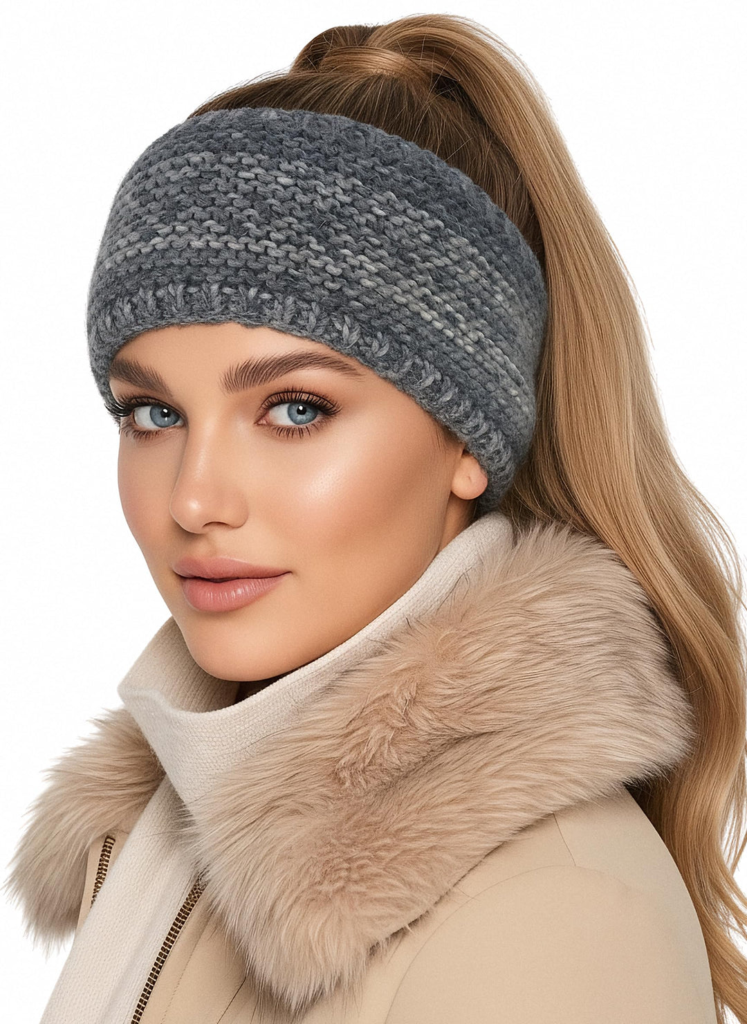 Baesics Stirnband Farbverlauf Schwarz für Damen & Herren – warme & elastische Unisex Ohrenwärmer mit