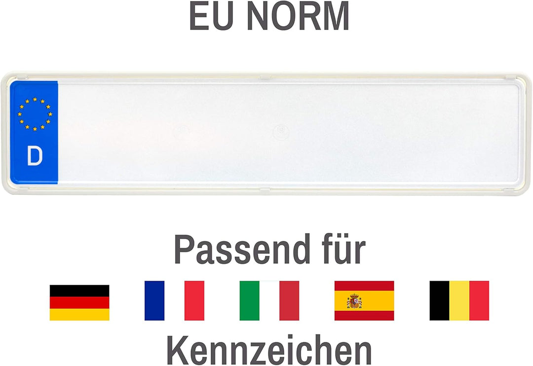 EUROSNAP Auto Kennzeichenhalter Weiss 2er Set Inklusive Montageanleitung - für Deutschland - Dezente