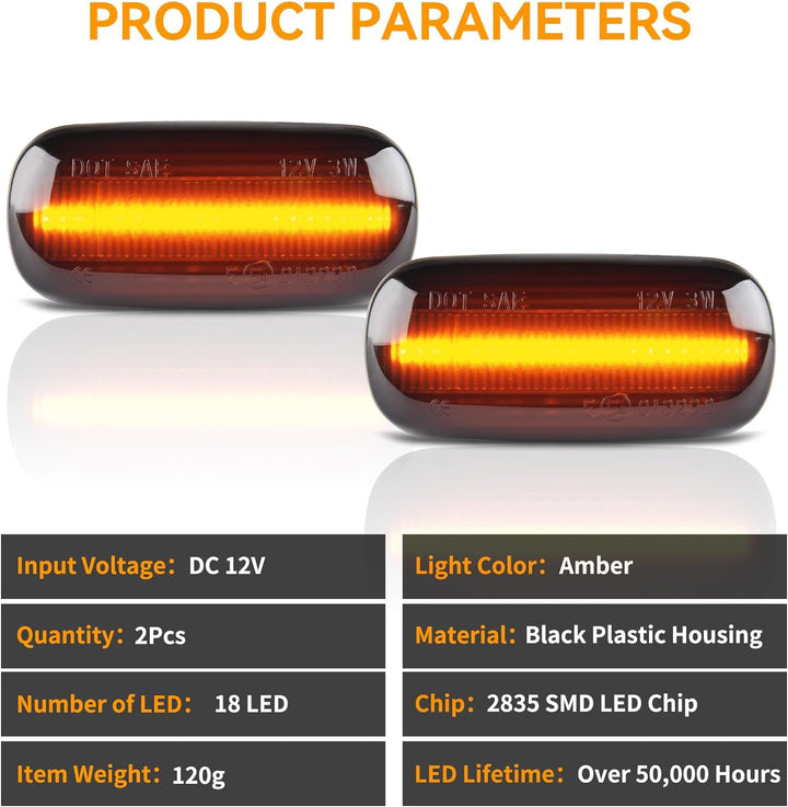 POPMOTORZ LED Blinker Seitenblinker mit Canbus Fehlerfrei 2835 SMD für A-udi A3 8P/S3 8P/A4 B6/A4 B7