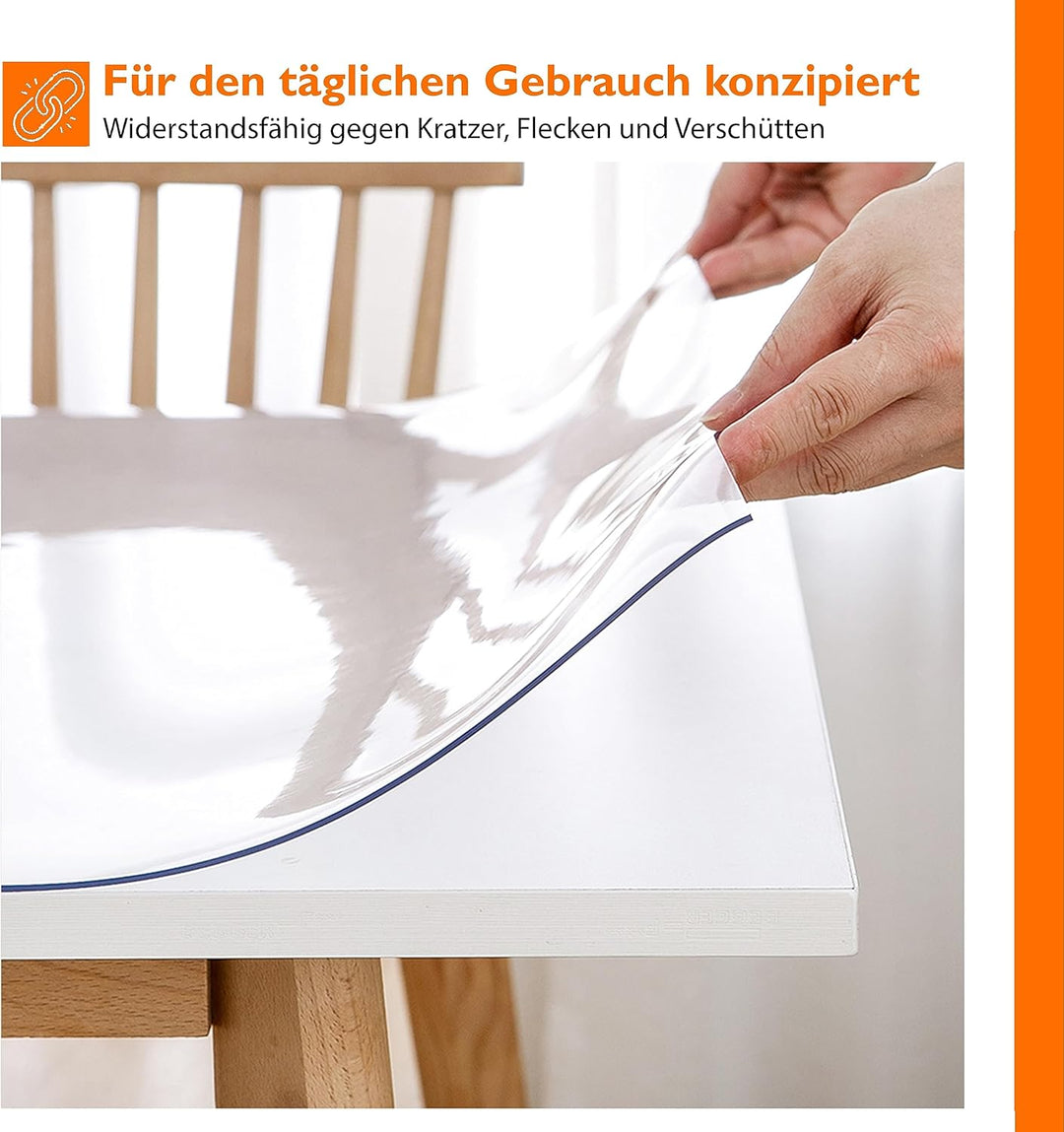 Simple Fix Tischdecke Transparent - Tischschutz Abwaschbar - Tischdecke Outdoor - 80cm x 120cm 80 x