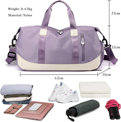 FANDARE Damen Reisetaschen Duffle Bag Nylon Sporttasche Faltbare Sporttasche Weekender Übernachtung