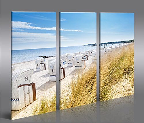 islandburner Bild Bilder auf Leinwand Strandkorb Strand Meer 3p Urlaubsfeeling XXL Poster Leinwandbi