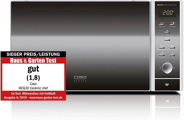 CASO | MCG30 Ceramic chef 3in1 Mikrowelle mit Grill + Heissluft 2100W |30L, Keramikboden, Grill-Rost