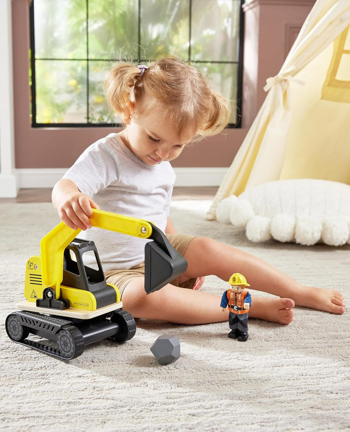 Hape Bagger, 360° drehbaren Korpus, Einer beweglichen Schaufel und realistischen Gummirädern, ab 24