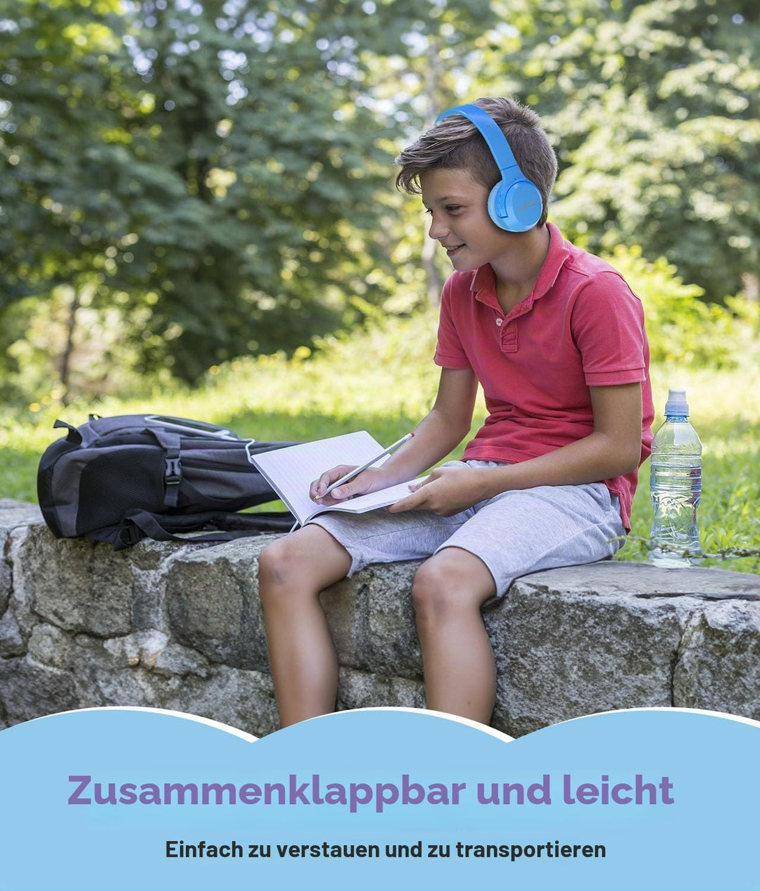 Kinder Kopfhörer Wireless 60H, Faltbare On Ear Kopfhörer mit MIC, Lautstärkebegrenzer 85dB/94dB Drah