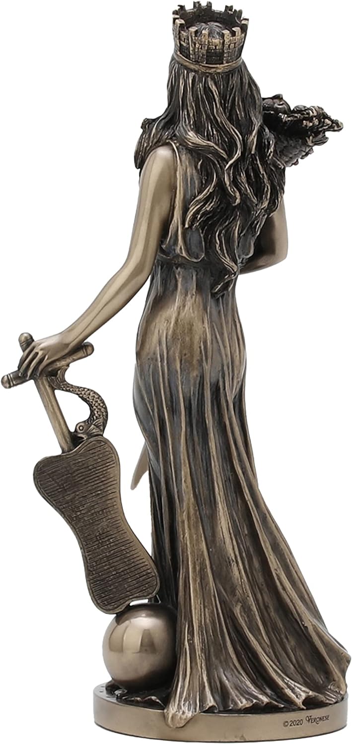 Veronese Design Fortuna Statue aus Kunstharz, griechische Göttin von Fotrune und Wohlstand, bronzefa