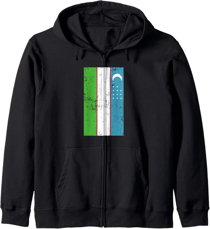 Uzbekistan Central Asia Tashkent Distressed Flag Kapuzenjacke