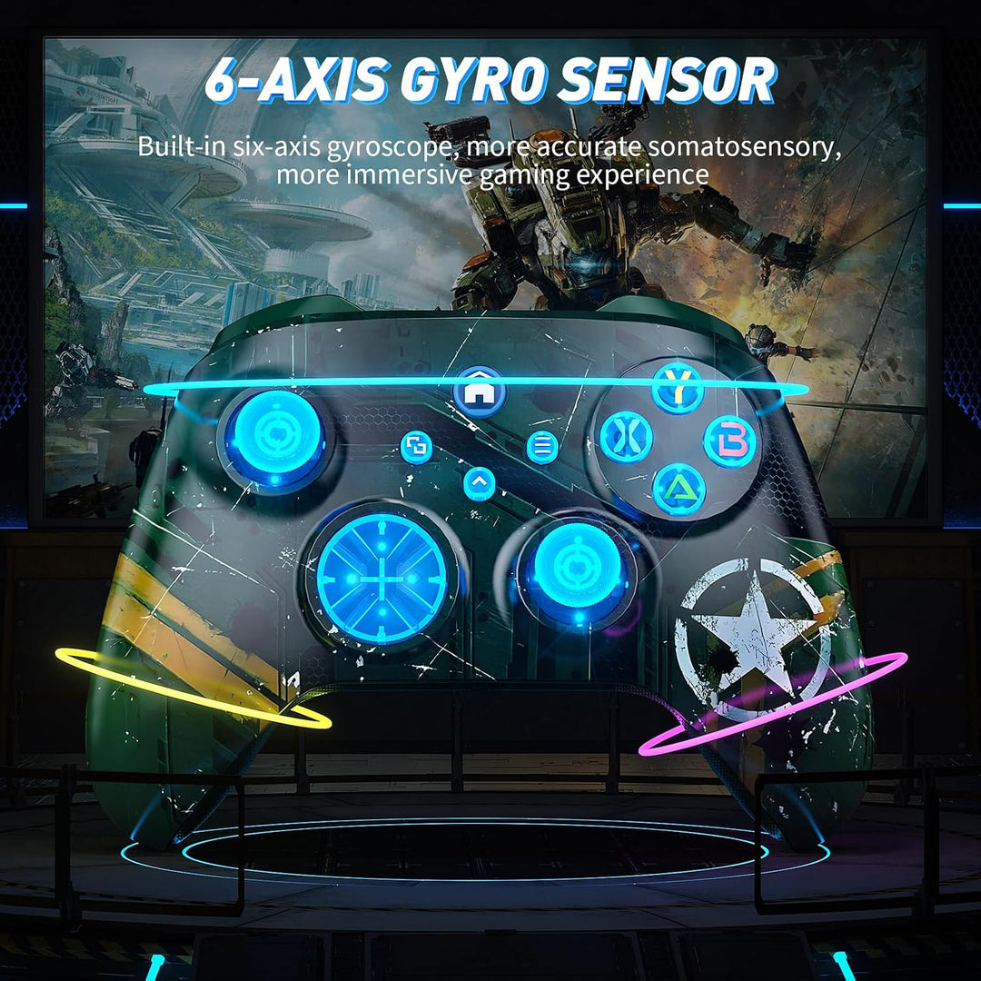 Dinosoo RGB Wireless Controller für Xbox Series X|S, Xbox One &amp; PC, mit Bluetooth, Turbo, Makro, 4 V