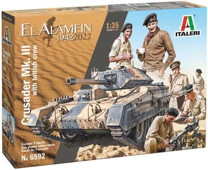 Italeri 6592 1:35 Brit. Crusader Mk.III mit Besatzung-Modellbau, Bausatz, Standmodellbau, Basteln, H
