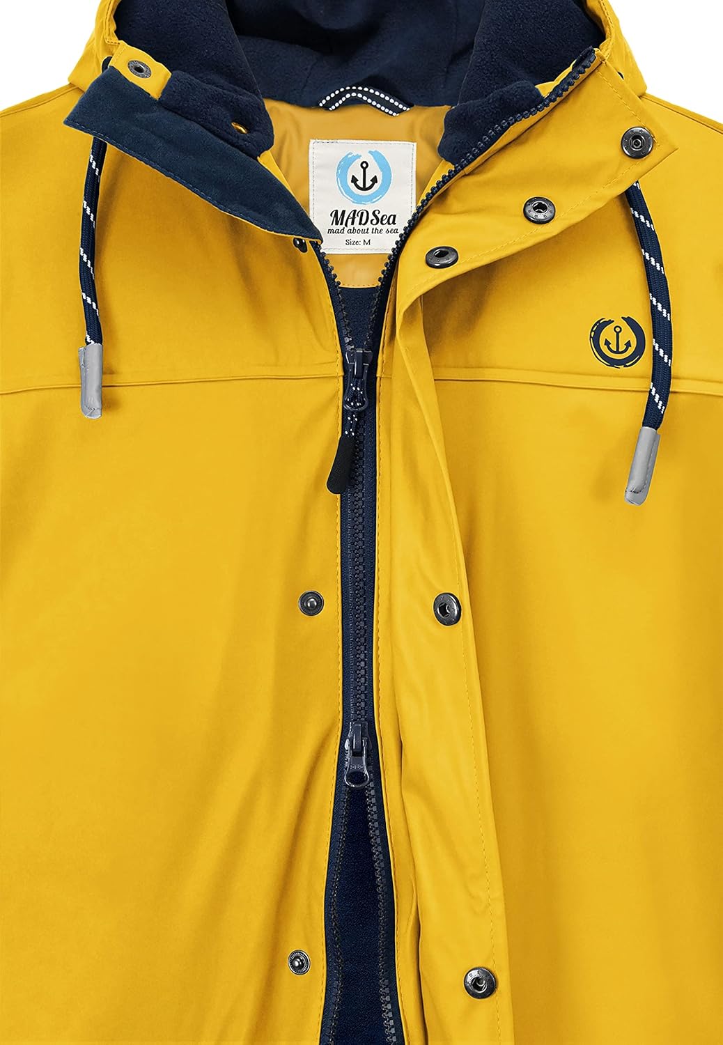 MADSea Herren Regenjacke Friesennerz warm mit Fleece gefüttert S Gelb, S Gelb