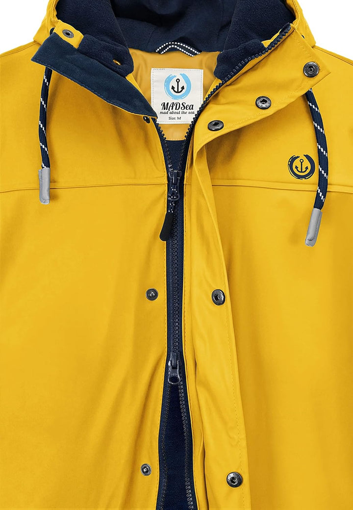 MADSea Herren Regenjacke Friesennerz warm mit Fleece gefüttert S Gelb, S Gelb