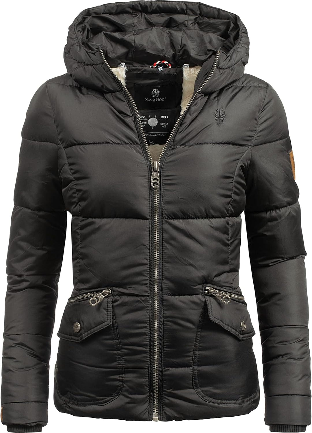 Navahoo Damen warme Winter Steppjacke Megan XS-XXL XL Schwarz, XL Schwarz