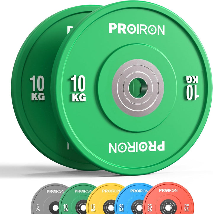 PROIRON Hantelscheiben, Olympic Bumper Plates 50mm, 5-25kg, Hartgummi, Hanteln Gewichtsscheiben nach