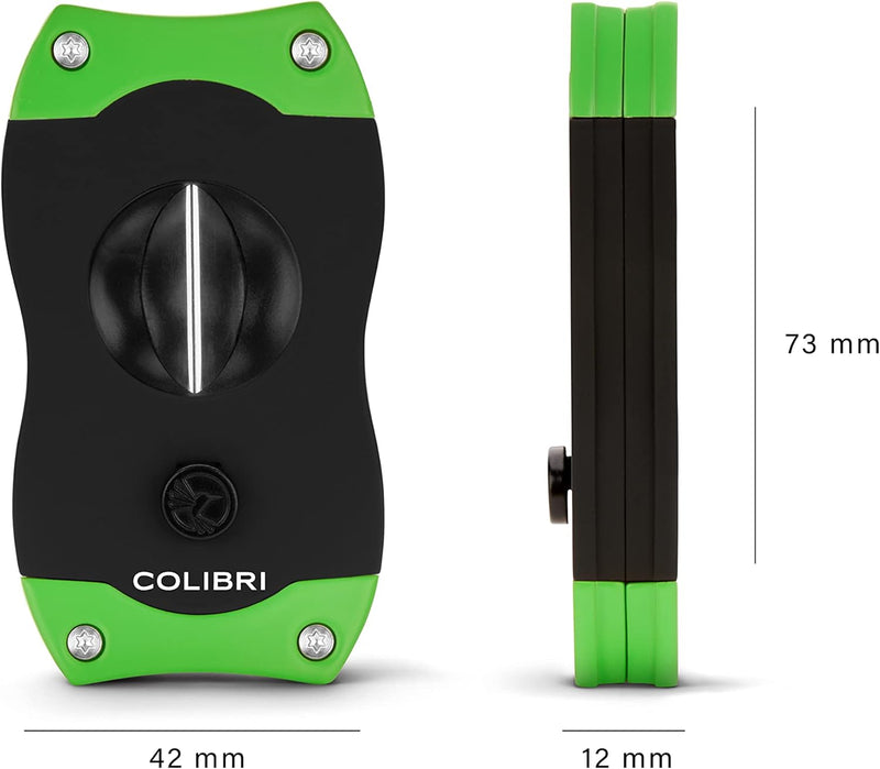 Colibri V-Cut Zigarrenschneider | Schwarz Mit Blauakzenten | Federauslöser | Tiefer 7mm V-Schnitt |