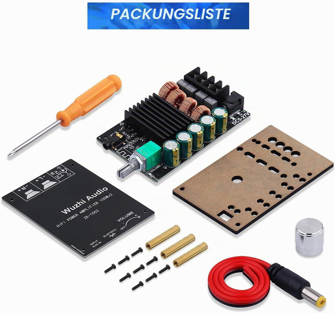 HiFi-Verstärker mit Bluetooth 5.0-Audioverstärkungskarte, ZK-1002 2.0-Kanal 100W x 2 Mini-Stereo-Lei