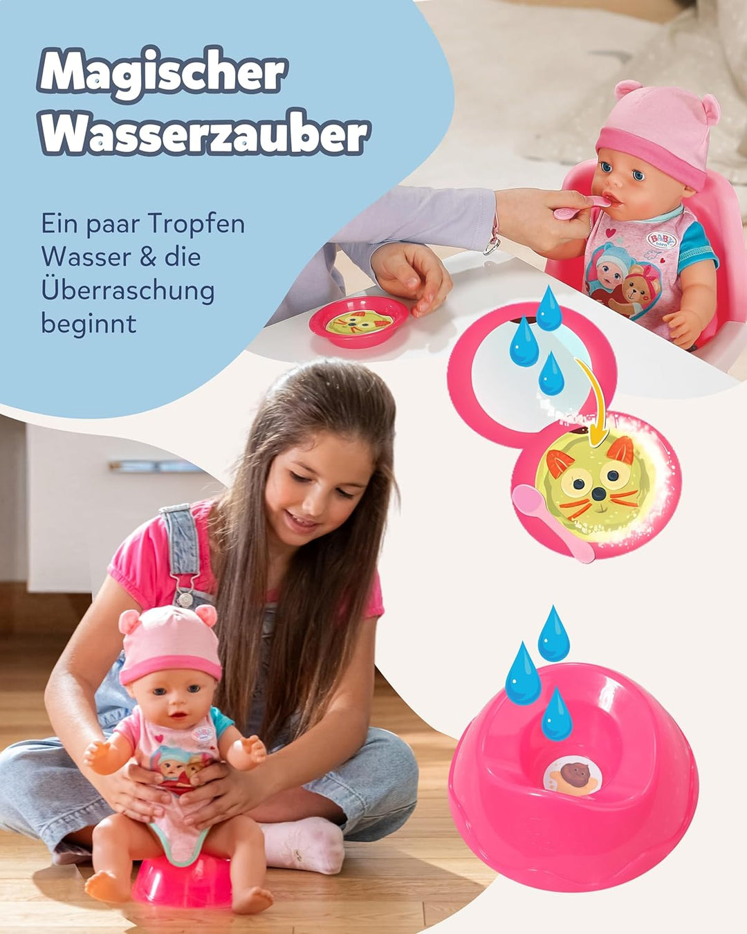BABY born Emma, Babypuppe mit 10 Funktionen und Accessoires, für Kinder ab 3 Jahren, funktioniert oh
