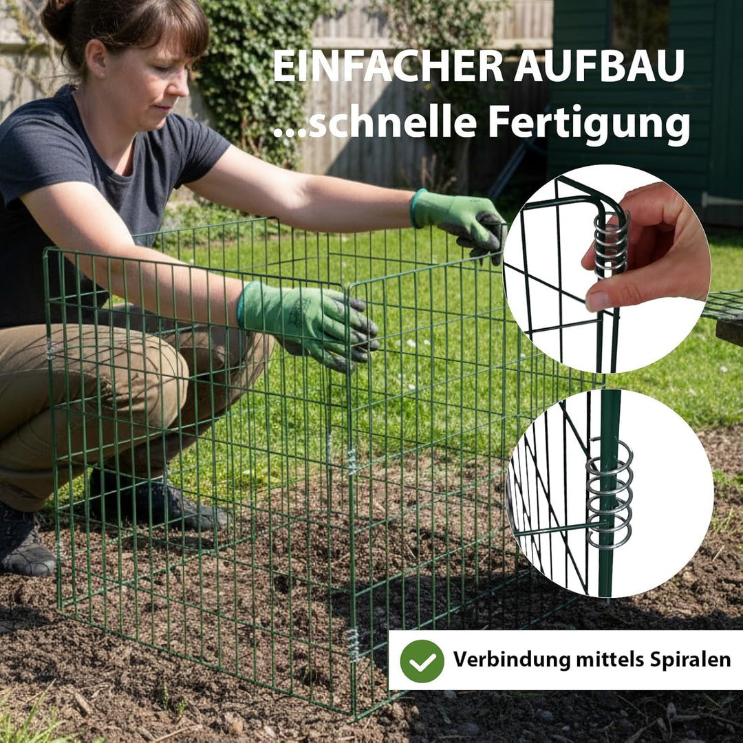 TRUTZHOLM Metall Kompostgitter Gartenkomposter werkzeugloser Aufbau 80 × 80 x70 cm Stahldraht pulver