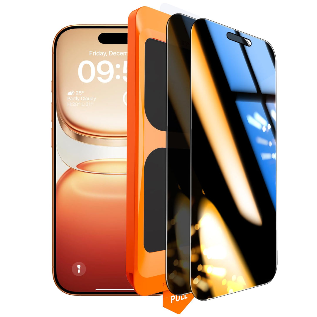 TOCOL für iPhone 16 Pro Max für Panzerglas Sichtschutz, Stossfest Full Screen Auto-Installation 0 Bl