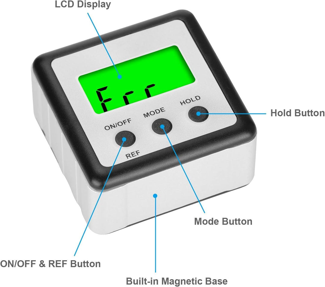 FOLAI Digitaler LCD Winkelmesser Neigungsmesser Inklinometer Wasserdicht Bevel Box Winkelmessgerät M