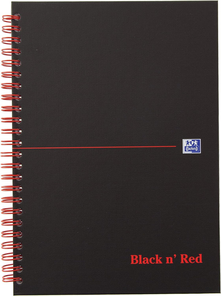 Oxford 400047652 Spiralbuch Black n' Red 5er Pack DIN A5 kariert mattes Hardcover 70 Blatt schwarz r