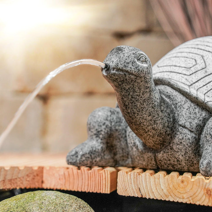 Esotec Solar Wasserspeier Set Schildkröte, Solarpumpe, Teichfigur Gartenfigur & Gartenstatue, Tauchp