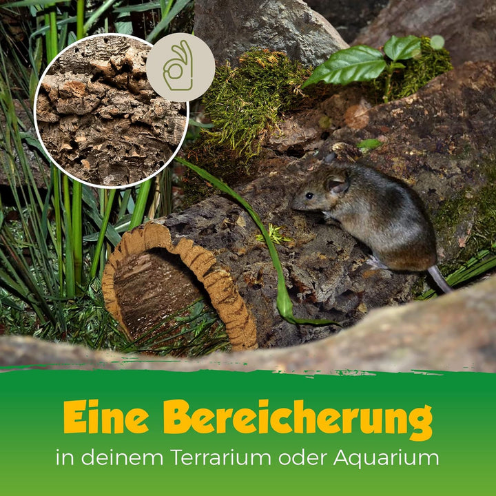 Kork-Deko XL Korkröhre | Korktunnel | Korkrinde | gereinigt & desinfiziert, ca. 60 cm, Ø = 11-14 cm