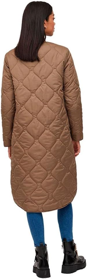 Vila Damen Vimanon Quilted Jacket - Noos Mantel 36 Walnut, 36 Walnut