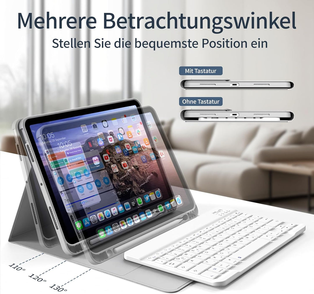 KVTVOU Tastatur Hülle für iPad Air 11 Zoll (2026 2025 2024), iPad Air 5. / 4. Generation (10,9 Zoll