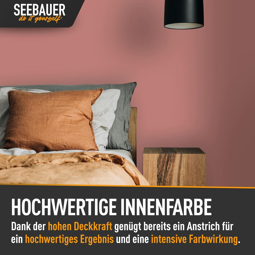 SEEBAUER diy® Wandfarbe Rot für Innen (No. 326 Cherry Kiss 5,0 Liter) Edelmatte Rottöne hohe Deckkra