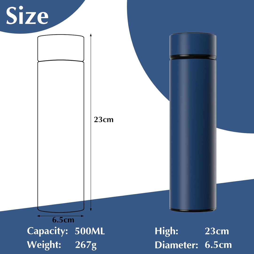 Homealexa 500ml Thermosflasche, Vakuum Isolierbecher Trinkflasche aus 304 Edelstahl, LED-Touchscreen