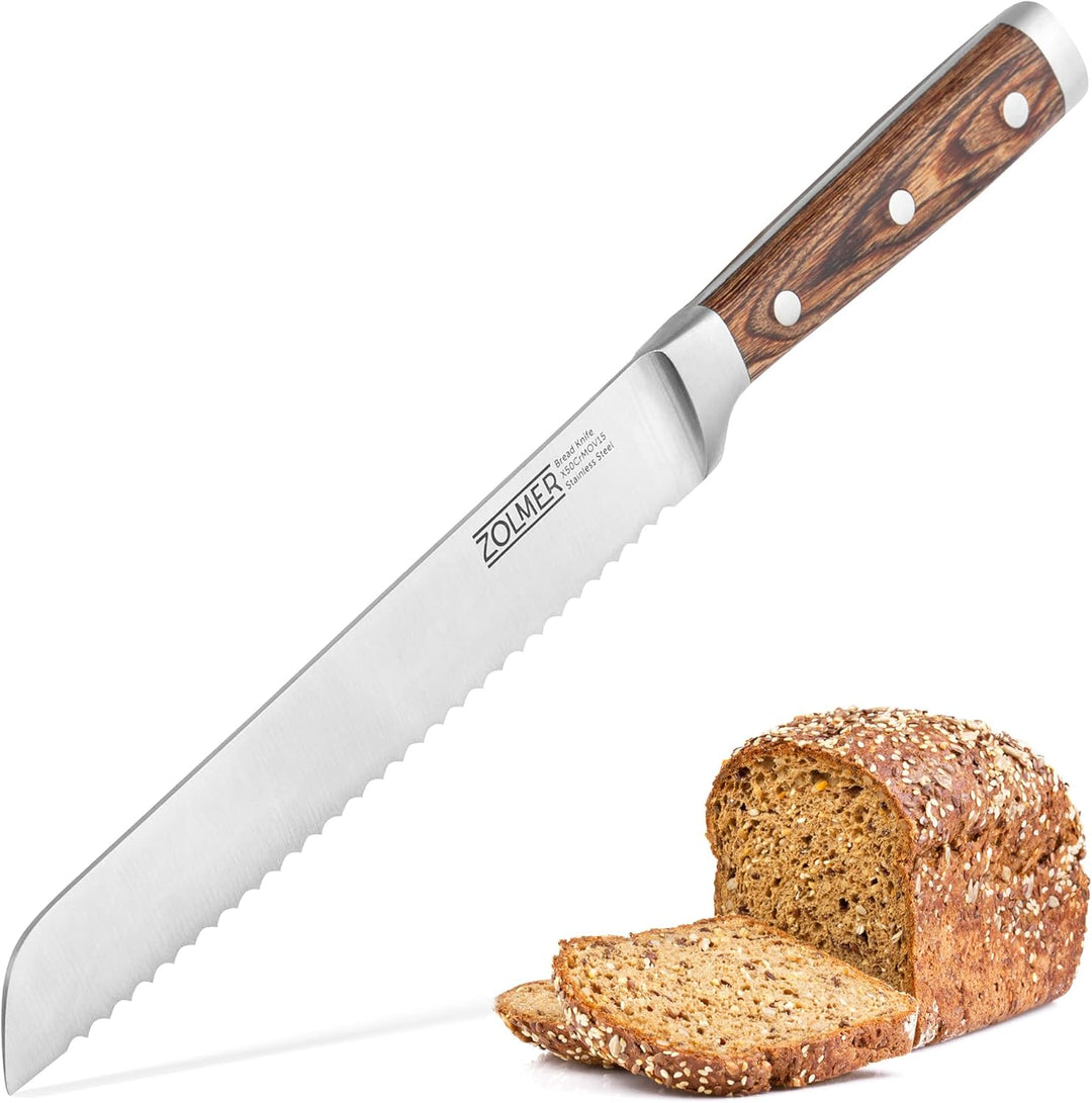 ZOLMER® Brotmesser - Extra scharfes Wellenschliff Messer - Brotschneidemesser mit komfortablem Griff