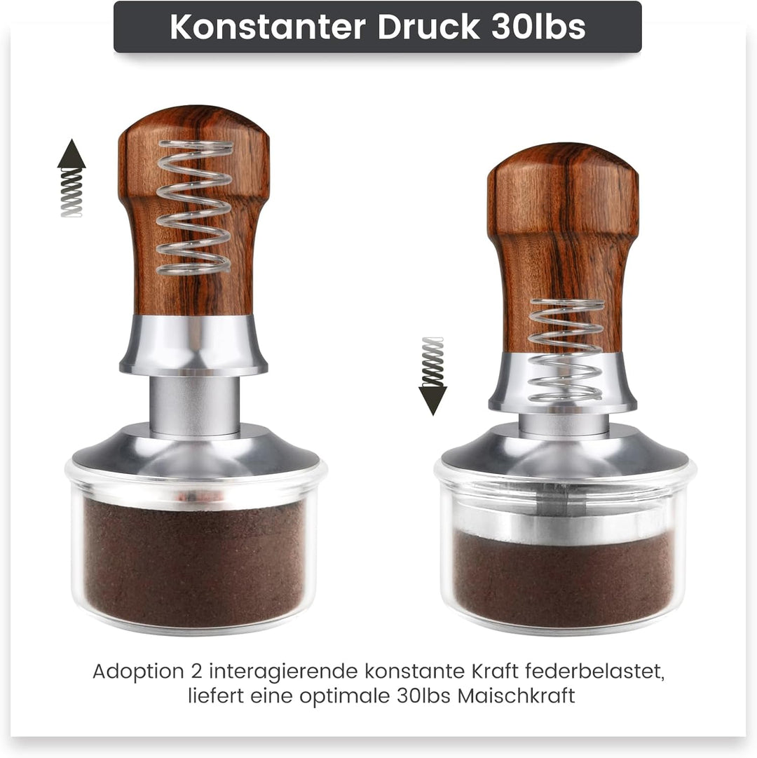 Tamper 51mm, 30lbs Druckregulierend Kaffee Tamper mit Edelstahl Basis, Anpressdruck Espresso Tamper