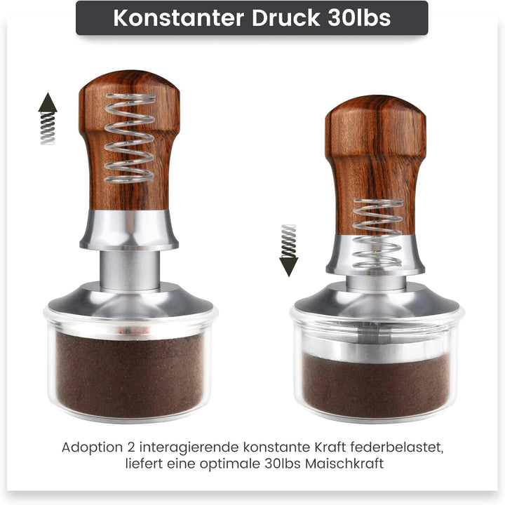 Tamper 51mm, 30lbs Druckregulierend Kaffee Tamper mit Edelstahl Basis, Anpressdruck Espresso Tamper