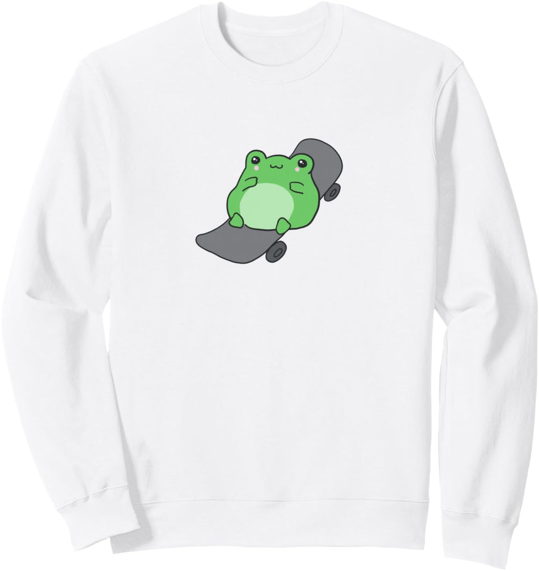 Netter Frosch auf Skateboard - Kawaii Ästhetischer Frosch Sweatshirt