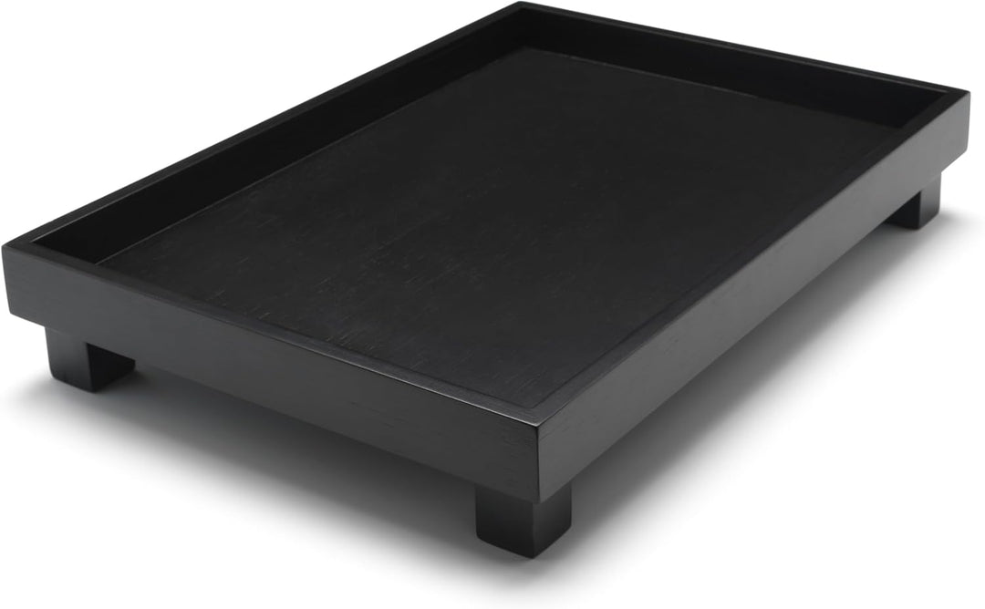 Bredemeijer grosses schwarzes rechteckiges Holz Tablett 35 x 25 cm mit 4 Standfüssen - hoher Rand -