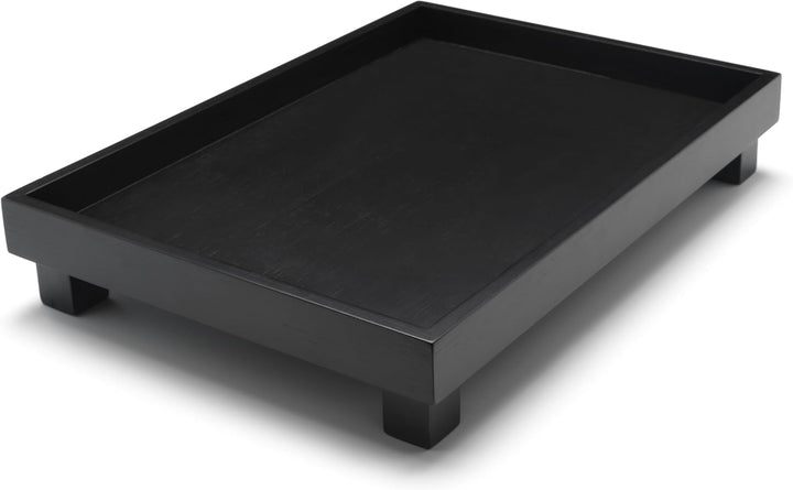 Bredemeijer grosses schwarzes rechteckiges Holz Tablett 35 x 25 cm mit 4 Standfüssen - hoher Rand -