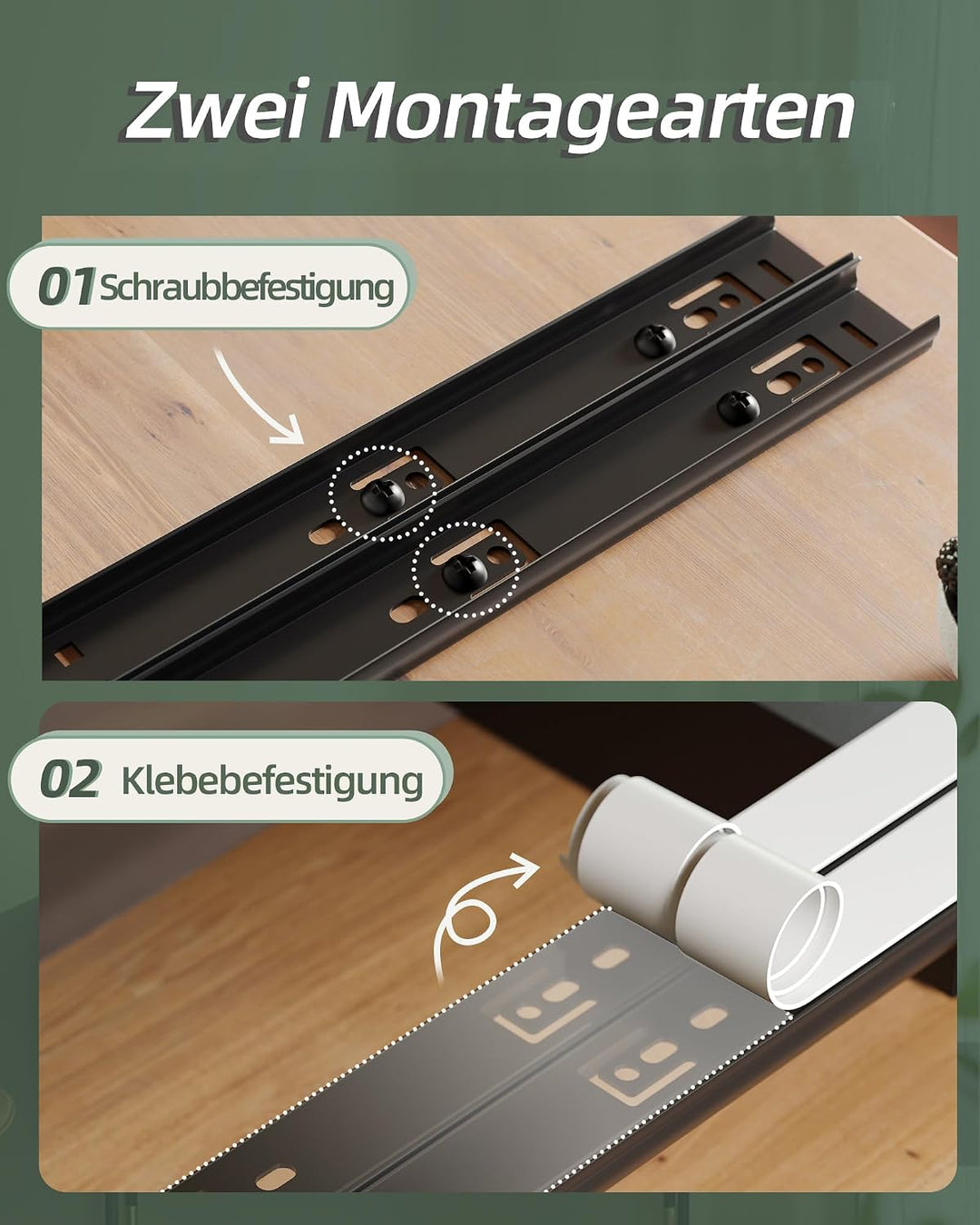 NETEL 2er-Pack Teleskopschublade Ausziehbarer Schubladen Organizer Einstellbare Breite 32-52cm für K