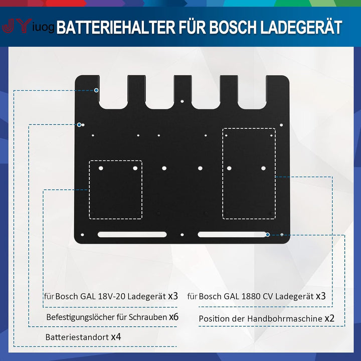 JYiuog Wandhalterung für Bosch Akkuhalter und Ladegeräte Wandhalterung | Stabiler 4er Akkuhalter und