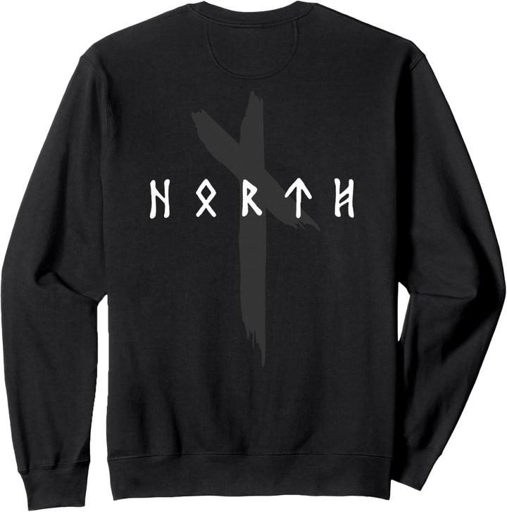 Backprint North Wikinger und Viking Symbole für Nordmenschen Sweatshirt