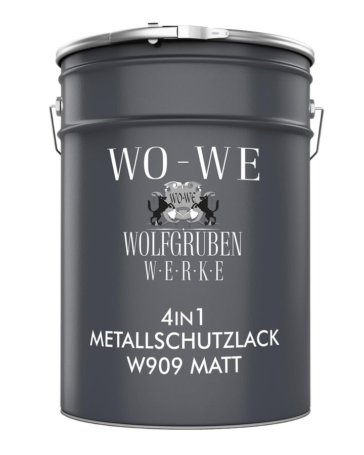 WO-WE Metallschutzlack 4in1 Metalllack Metallfarbe Metallschutzfarbe MATT W909 Anthrazitgrau - 2.5L