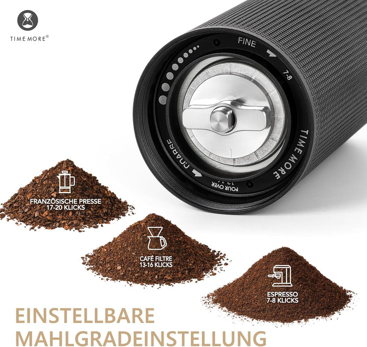 TIMEMORE Chestnut C3s PRO, manuelle Kaffeemühle, Upgrade integriertes Ganzmetallgehäuse, Edelstahl S