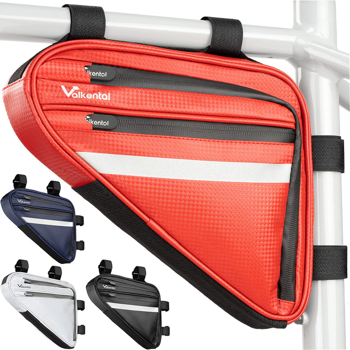 Valkental - Wasserfeste Rahmentasche mit viel Platz - 1,5L Volumen - Fahrradtasche mit Reflektoren u