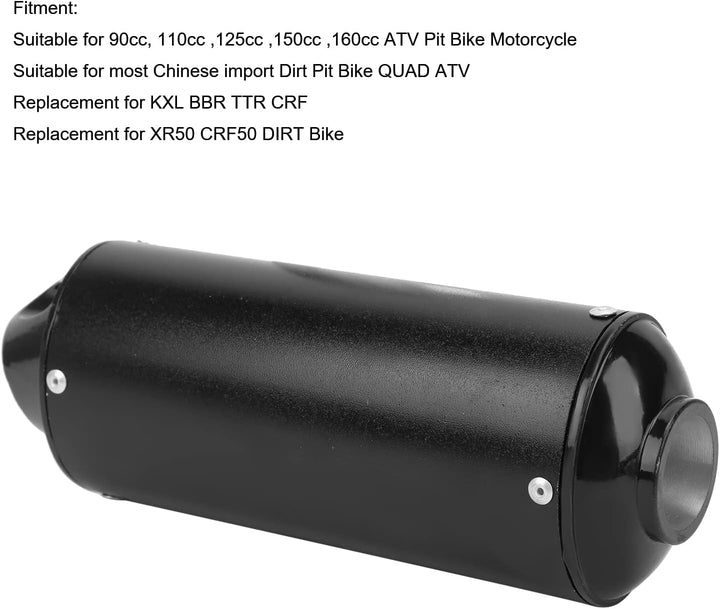 Powersports Schalldämpfer Auspuff 32 Mm 1,3 Zoll Auspuff Schalldämpfer Schwarz für 90 110 125 150 16
