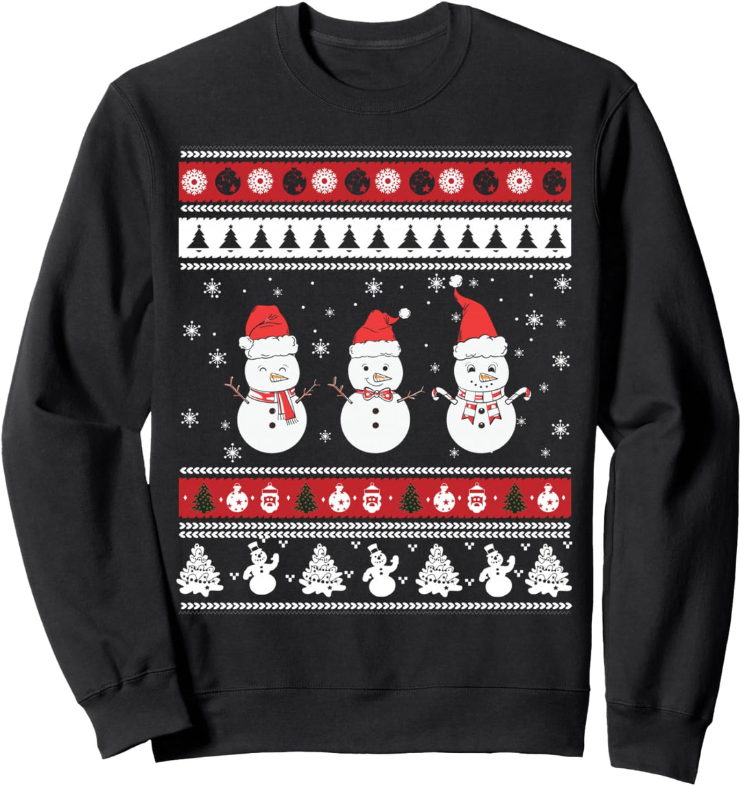 Schneemänner im Schnee Ugly Christmas Sweater Weihnachts Sweatshirt