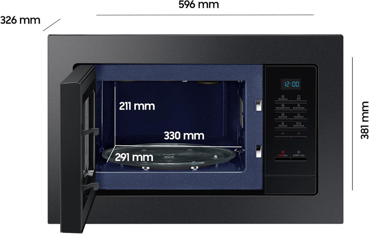 Samsung MG20A7013CB/EG Einbau-Mikrowelle mit Grill, 850 W, 20 l Garraum, Kleines Mikrowellengerät fü
